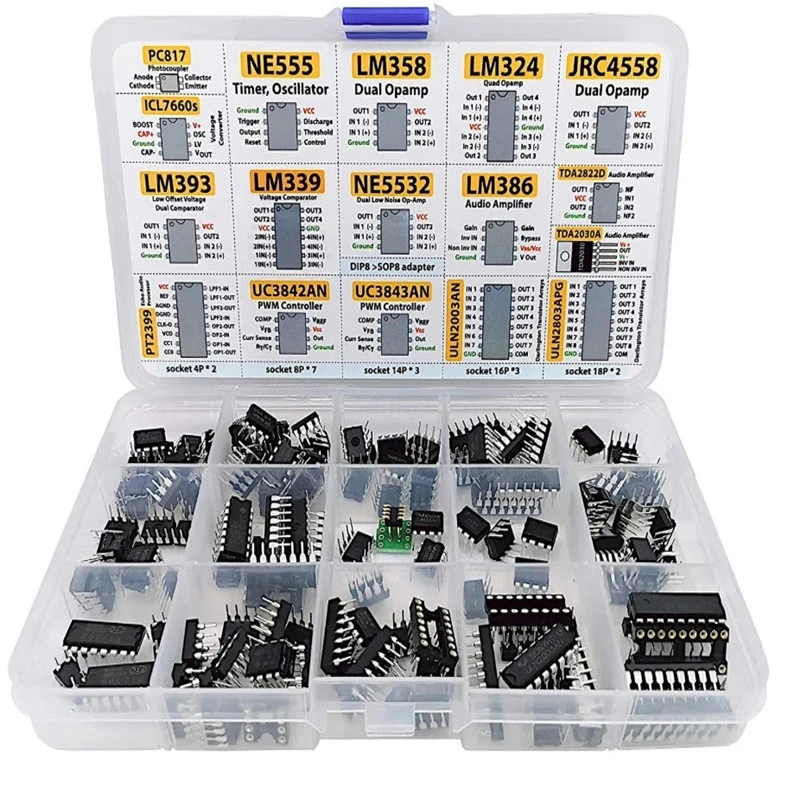 XL IC Chip Assortment 150 Box Op Amp Oscillator PC817 NE555 LM358 324