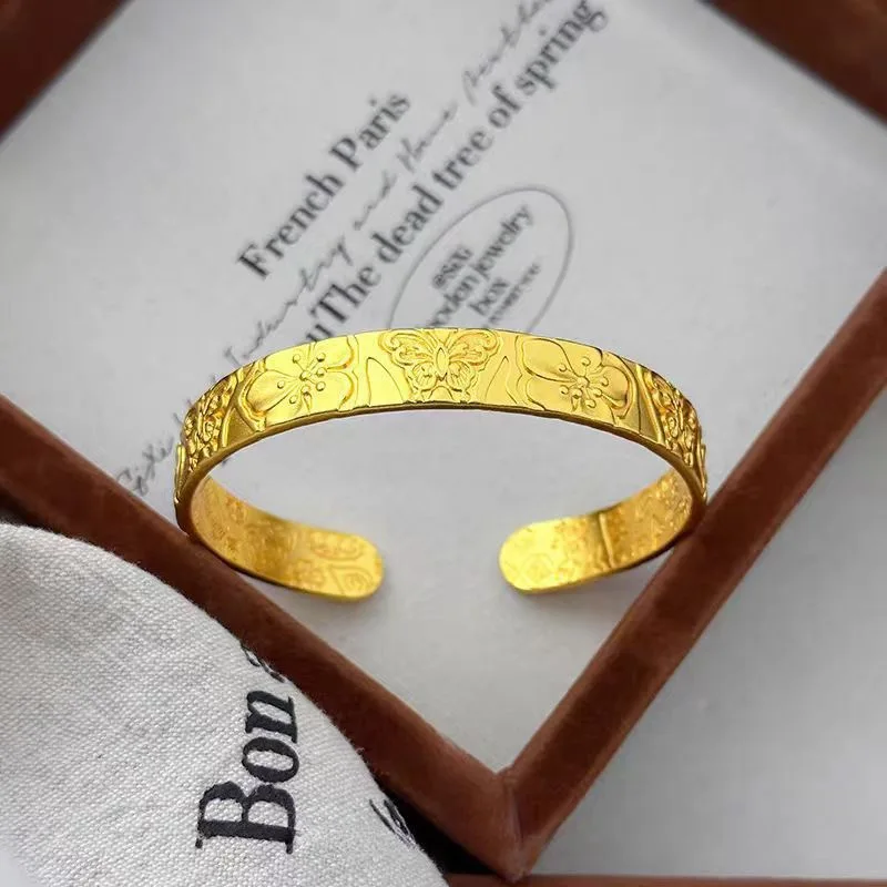Luxurious 9999 24K genuine gold women's Baifu bracelet, fashionable, simple and versatile women's gold bracelet