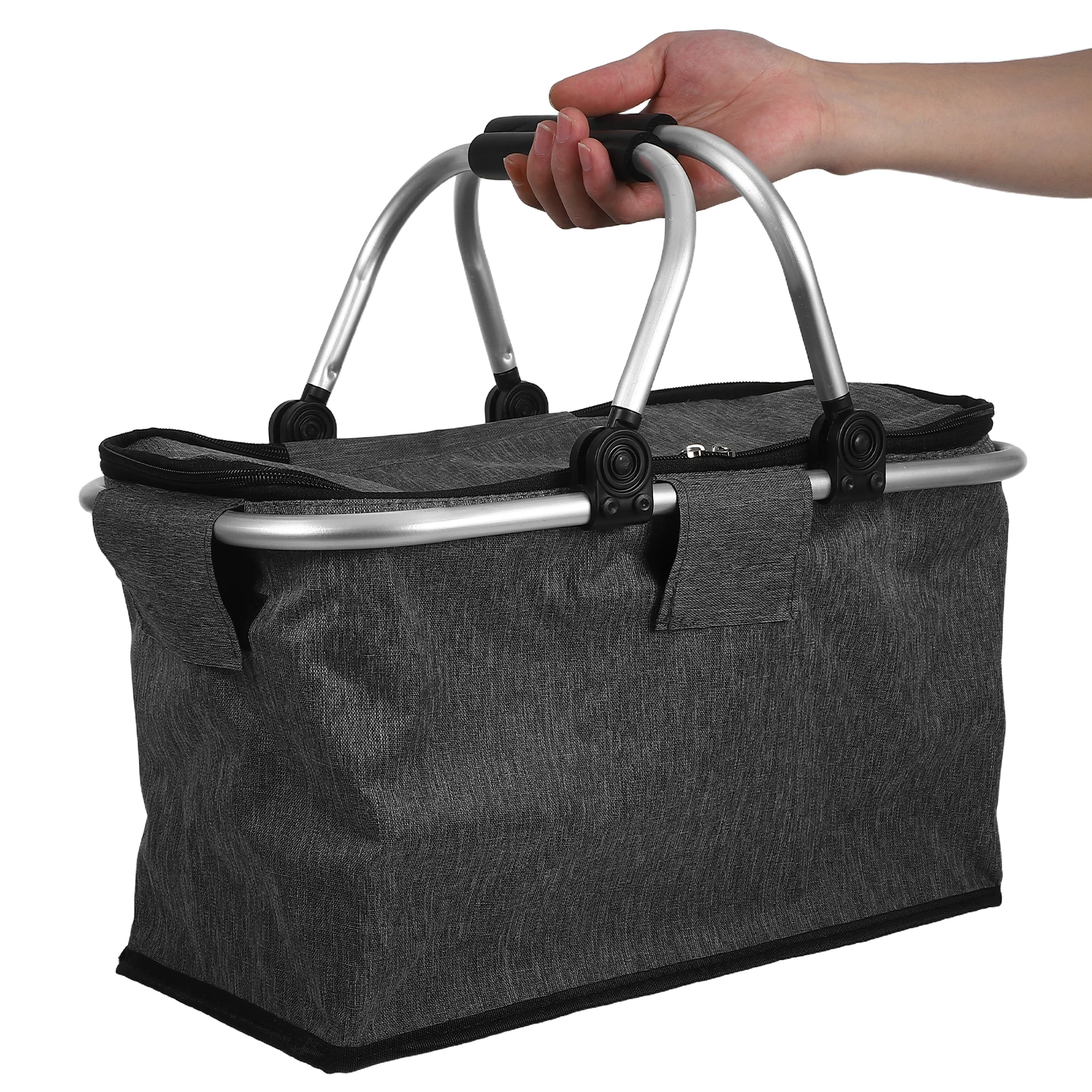 

Picnic Fresh Basket Insulated with Handles Camping Farmers Market Tote Beach Cooler Bag Heavy-duty Insulation Collapsible