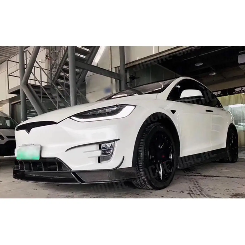 Carbon Fiber Car Front Rear Bumper Lip Splitters Diffuser Rear Spoiler Side Skirts Body Kits for Tesla Model X Car Styling