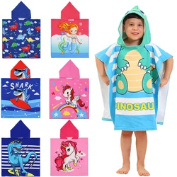 Baby Boy Shark Hooded Cape Beach Towel Girls Unicorn Bath Towel Kids Mermaid Washcloth Children Dinosaur Bathrobe soft Blanket