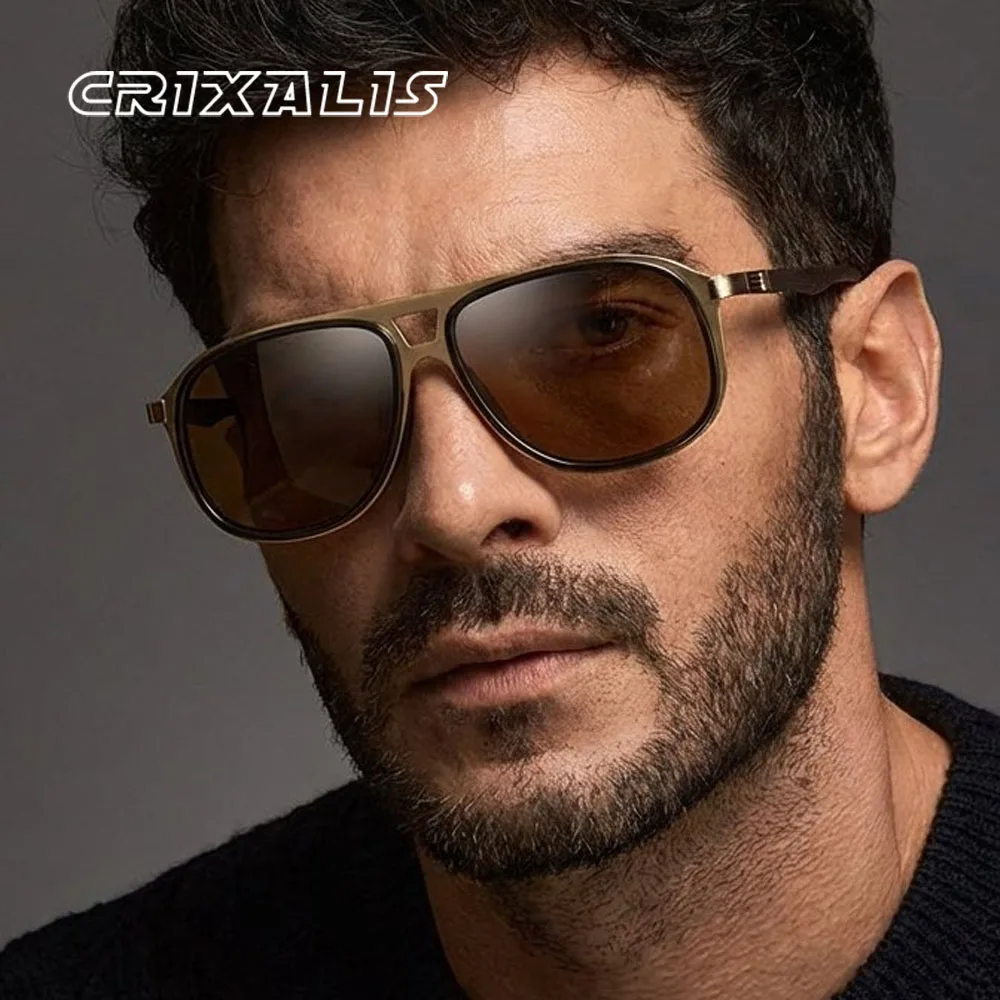 CRIXALIS Herrenmode, polarisierte Sonnenbrille, lässig, Metallrahmen, Fahren, Angeln, Outdoor, Designer-Sonnenbrille, UV400-Schutz