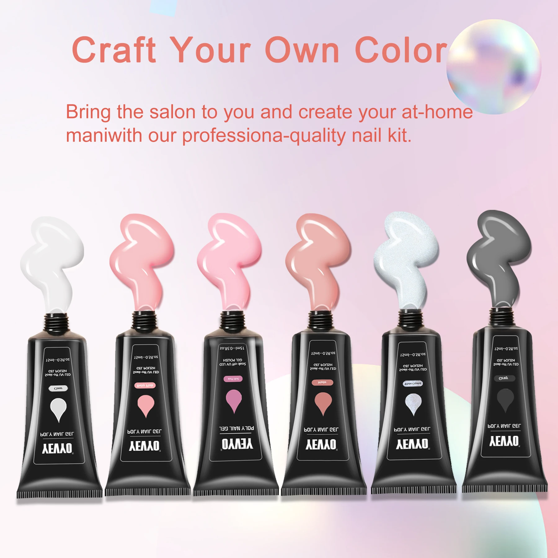 طقم أظافر بودرة غمس مكون من 6 قطع مع مصباح للأشعة فوق البنفسجية من جل البولي أدوات تزيين الأظافر العلوية ومنشئ المعطف الأساسي