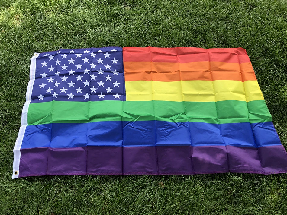 SKY FLAG USA Rainbow flag 90X150cm LGBT homosexual us american gay pride rainbow Flag 30x5fts polyester hanging banner for decor