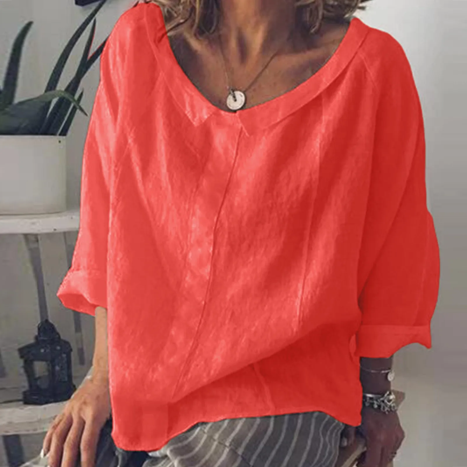 Cotton Linen Blouse Women Spring Summer 2024 New Long Sleeve O Neck Solid Color Shirts Ladies Lady Elegant Vintage Casual Tops