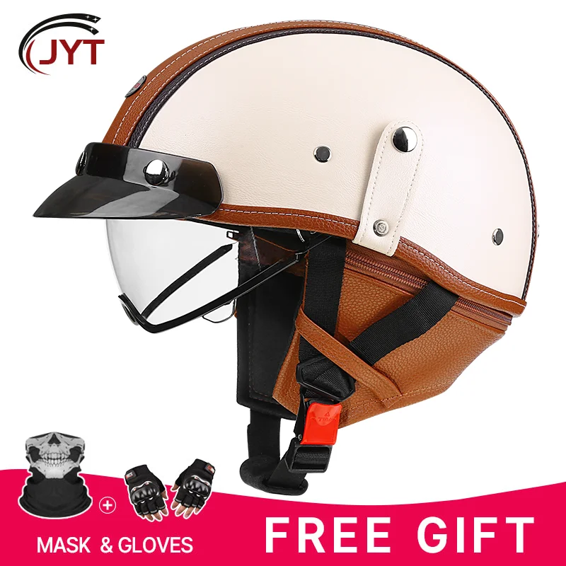 

JYT motorcycle retro half helmet summer unisex lightweight pedal motorcycle with endoscope safety helmet casco para motos