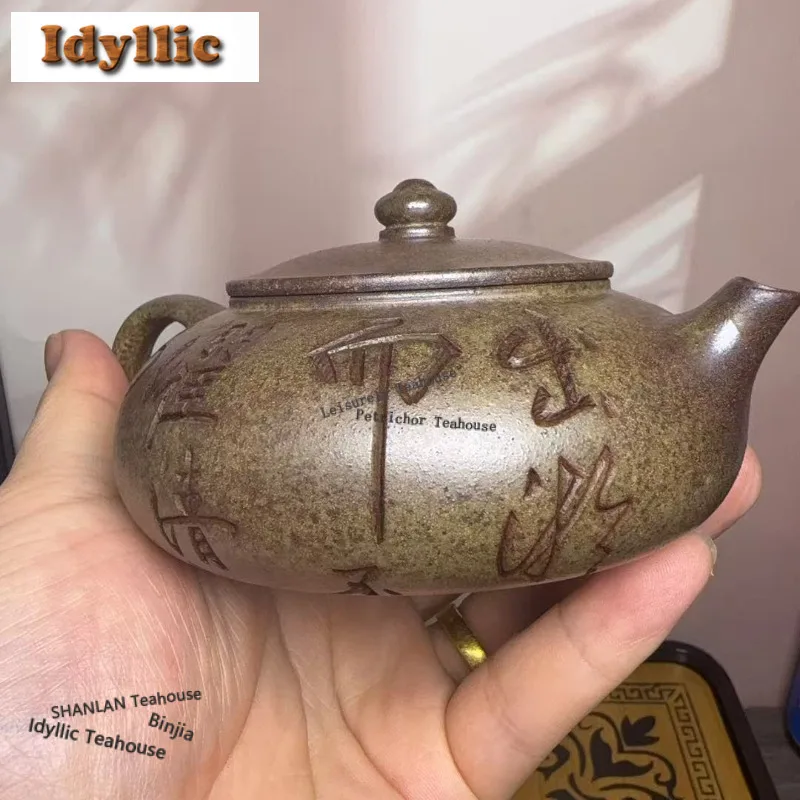 190ml Yixing Purple Clay Teapots Handmade Han Jiang Lotus Flower Pot Raw Ore Wood-fired Porcelain Mud Kettle Zisha Tea Set Gift view 4
