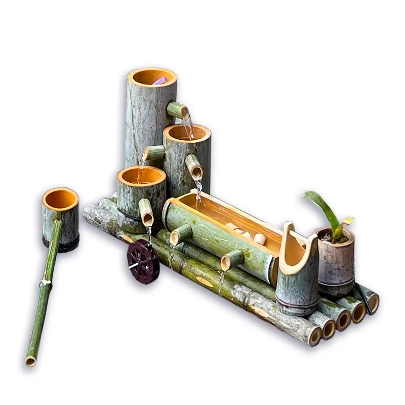Bamboo water flow ornament fish filter and oxygen automatic bamboo water flow device circulating fish tank filter