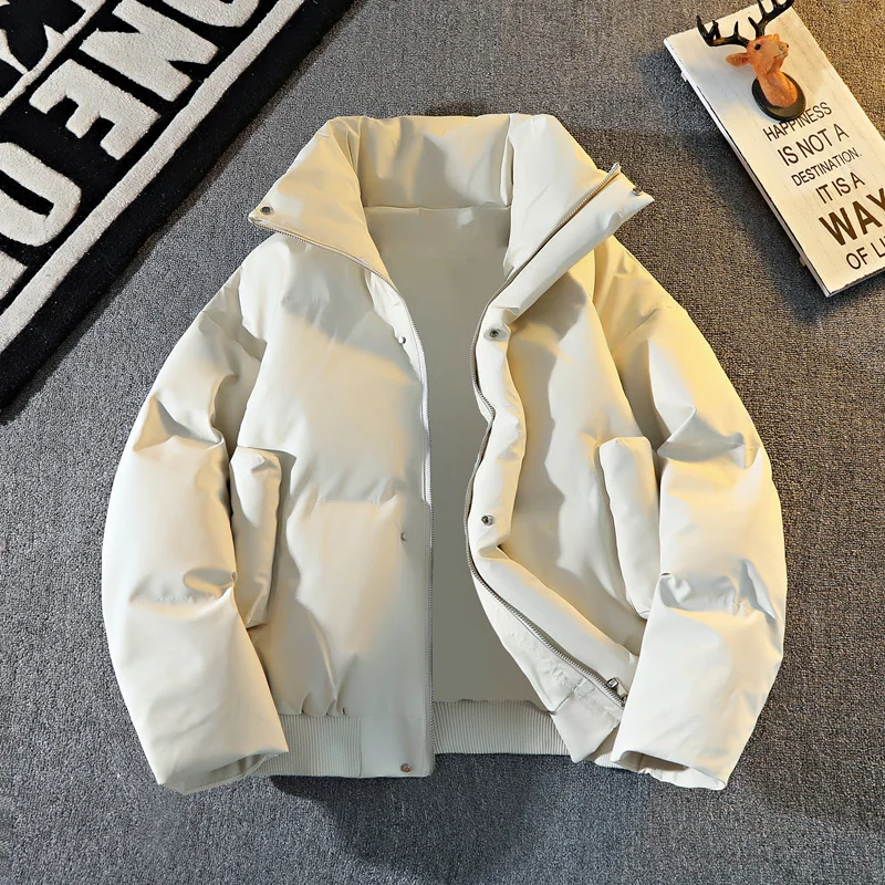 

Solid Color Stand Collar Men Parkas Winter Casual Thicken Warm Male Clothes Outdoor Zipper Cotton Jackets Fashion New Arrivals
