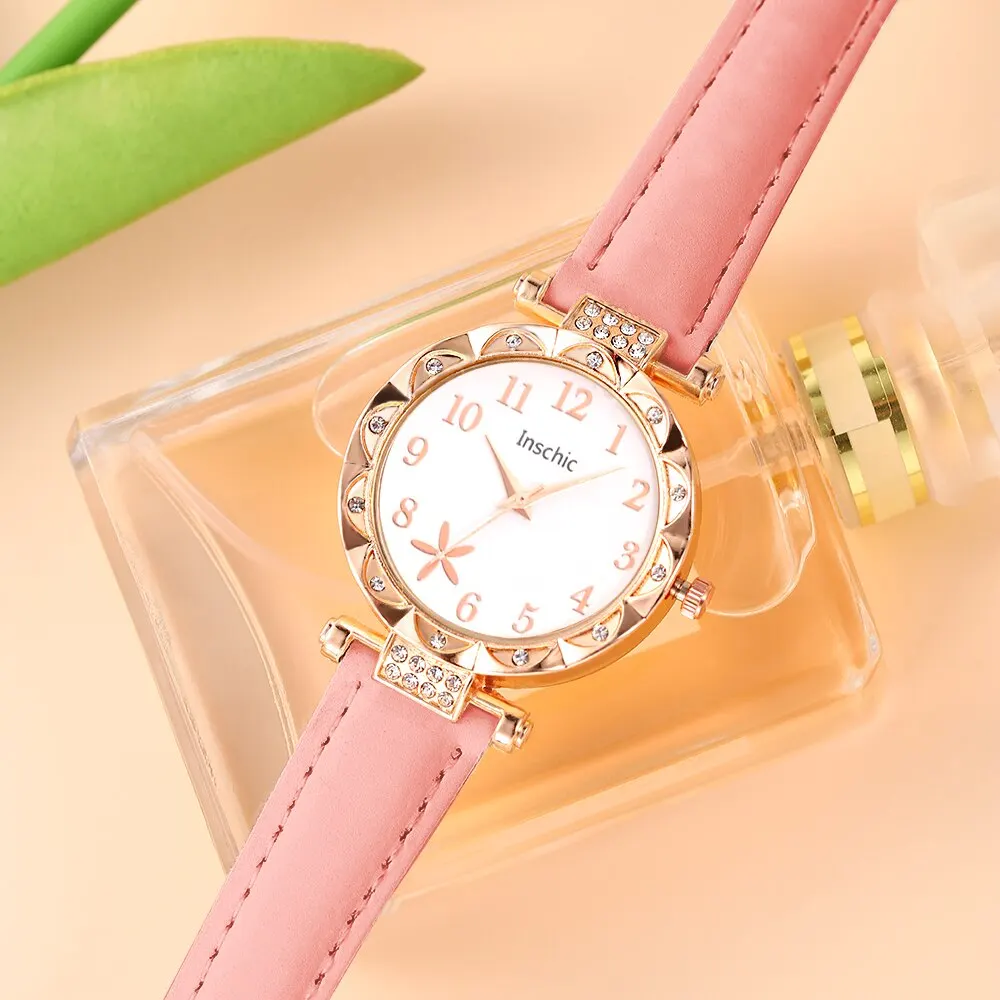 5PCS Set Fashion Women Business Watches Simple Ladies Dress Leather Quartz Watch Womens Bracelet Wristwatch Relogio Feminino