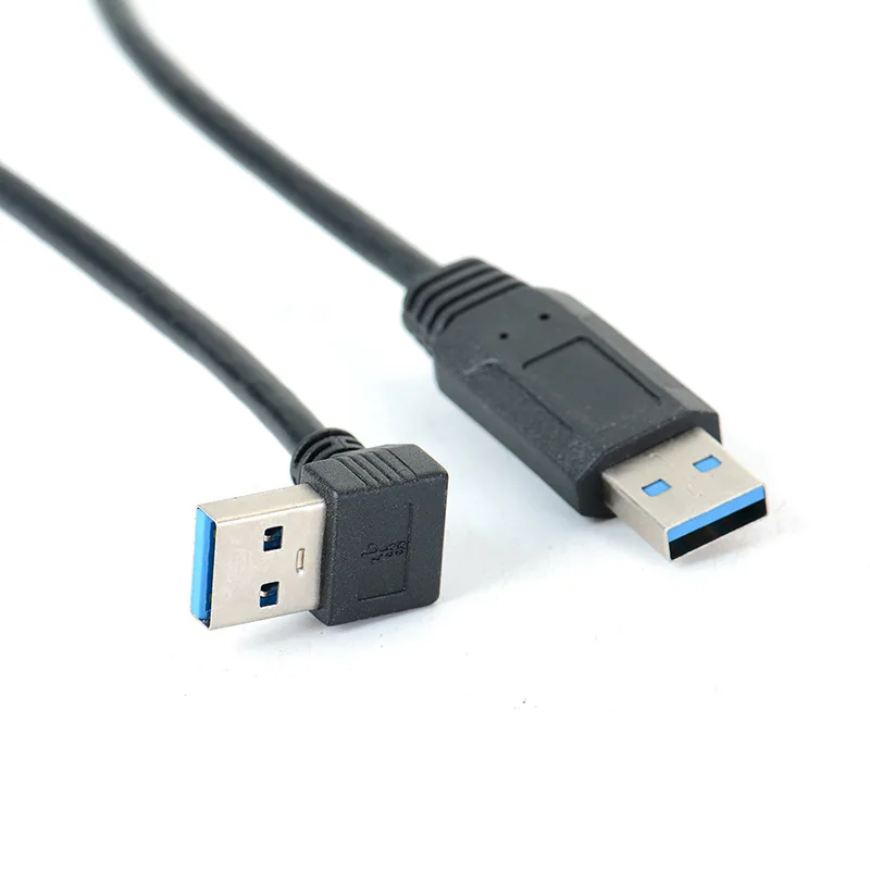 Kabel USB 3.0 A męski-męski kątowy 60 cm, szybki transfer danych, przedłużacz do obudowy dysku twardego zewnętrznego, HUBA Revolution A męski