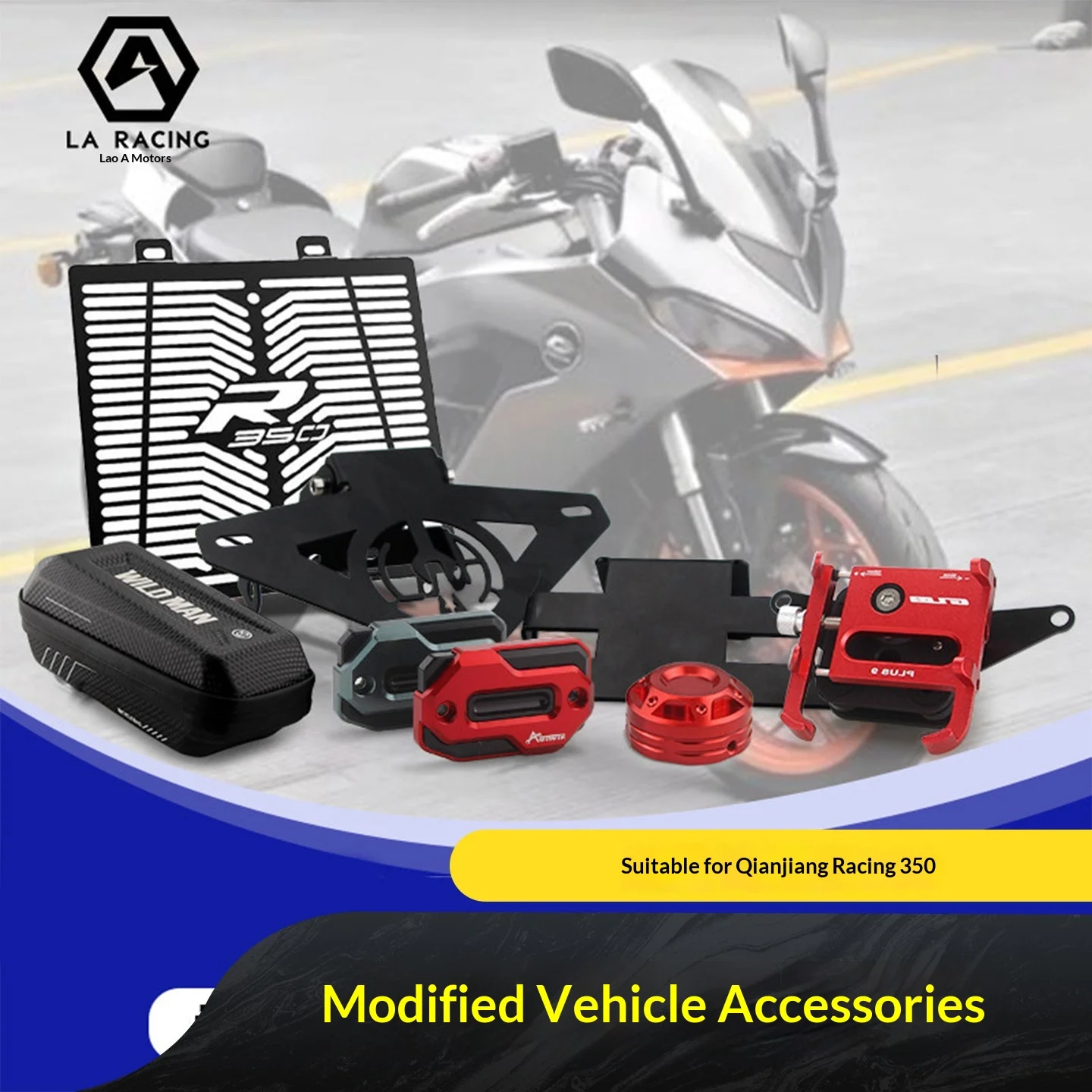 【Premium】For QJMOTOR Sai 350 motorcycle modification, radiator mesh license plate holder, complete vehicle accessories, phone ho