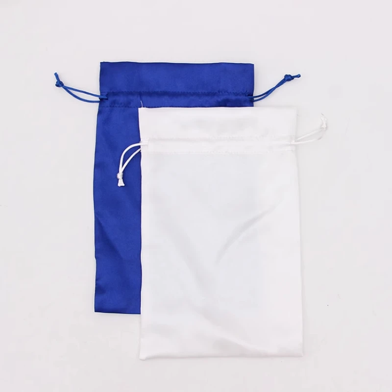 50 قطعة مجوهرات الحرير الأزرق الرباط حقيبة ماكياج أحذية الملابس عذراء وصلات شعر الباروكات أكياس التعبئة والتغليف تخزين شعار مخصص