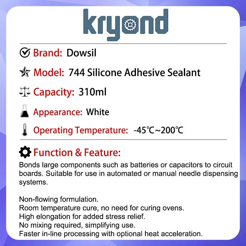 Dowsil 744 Silicone Sealant 310ml Dow Corning 744 Adhesive Bonds Components