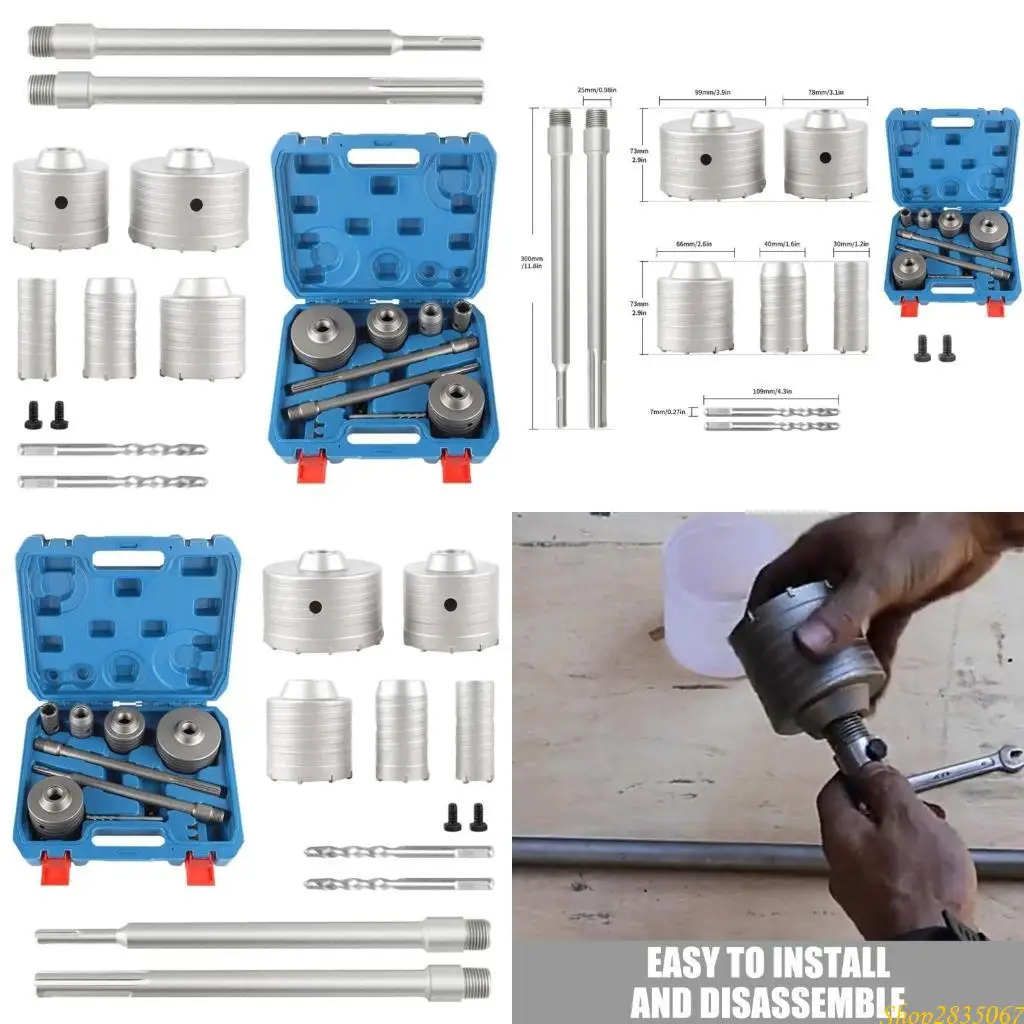 

Concrete Hole Sawed Kits with Drill Bits Hole Sawed Tool Set Wall Drilling Accessories for Concrete Cement Brick 831F