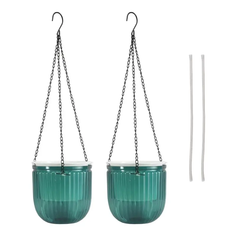 

2 Pack Self Watering Planters Hanging Flower Pots Indoor Hanging Flower Pots 6.5 Inch Outdoor Hanging Plant Pot Basket (Emerald)