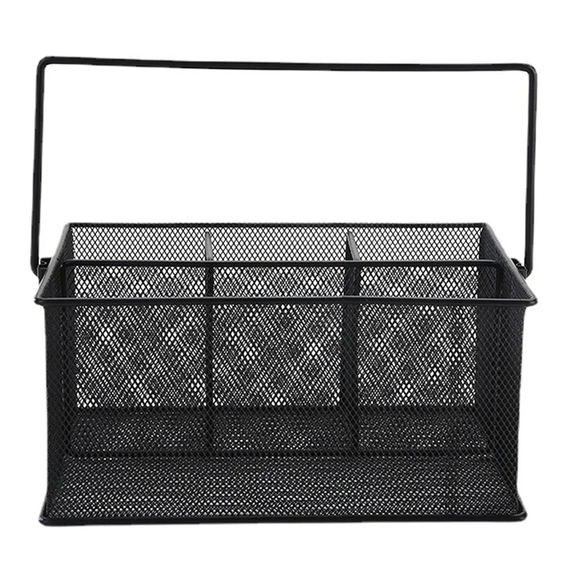 ตะกร้าโลหะ 4 ช่อง,ตาข่าย Flatware ผู้ถือ Organizer เหมาะสําหรับ Home,ห้องครัว,ปาร์ตี้,Camping