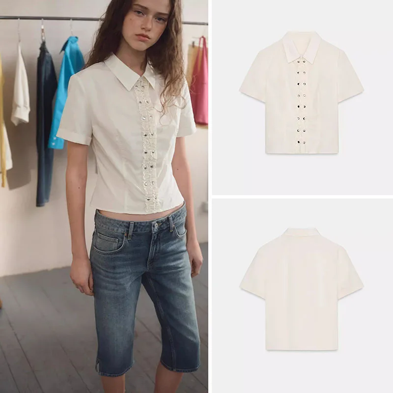 

Faionable ort Sve Rivet Layered Decorated antung irt Women's New Arrival Summer Clothing Ethnic Stage Costume