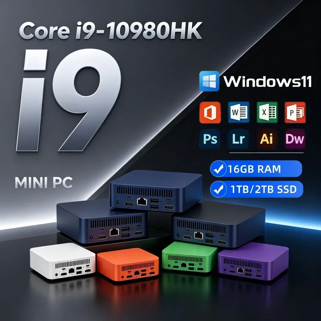 2026 High Speed Mini PC Intel Core i9-10980HK WIFI6 BT5.2 Gaming Computer Windows11 16GB RAM 1TB 2TB SSD
