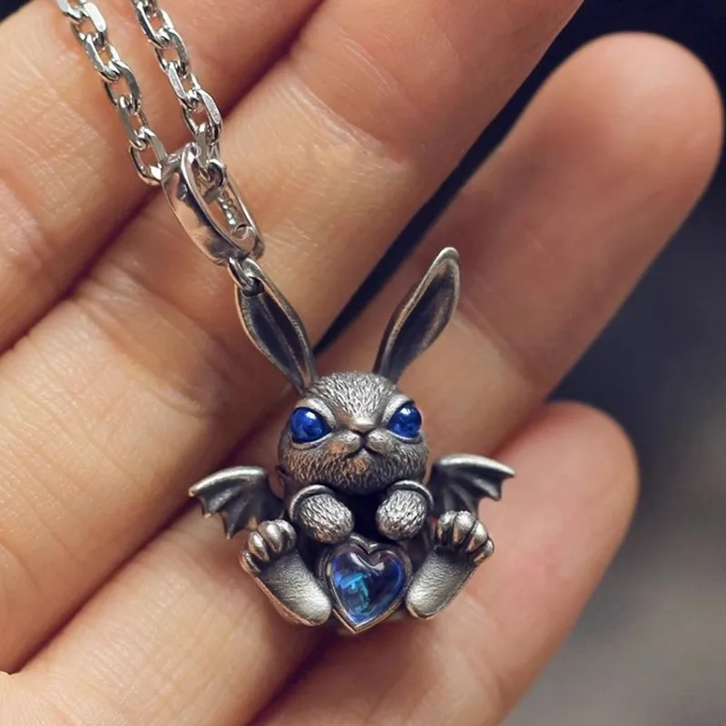 Original Design Cute Rabbit Pendant for Men and Women Vintage Exquisite S925 Silver Multi purpose Couple Accessories Wholesale