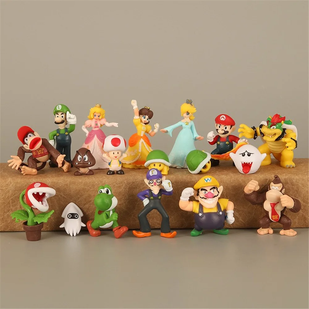 New 90PCS Mario Luigi Yoshi Peach Daisy Rosalina Ghost Wario Waluigi 2-6.5CM PVC Action Figure Toy