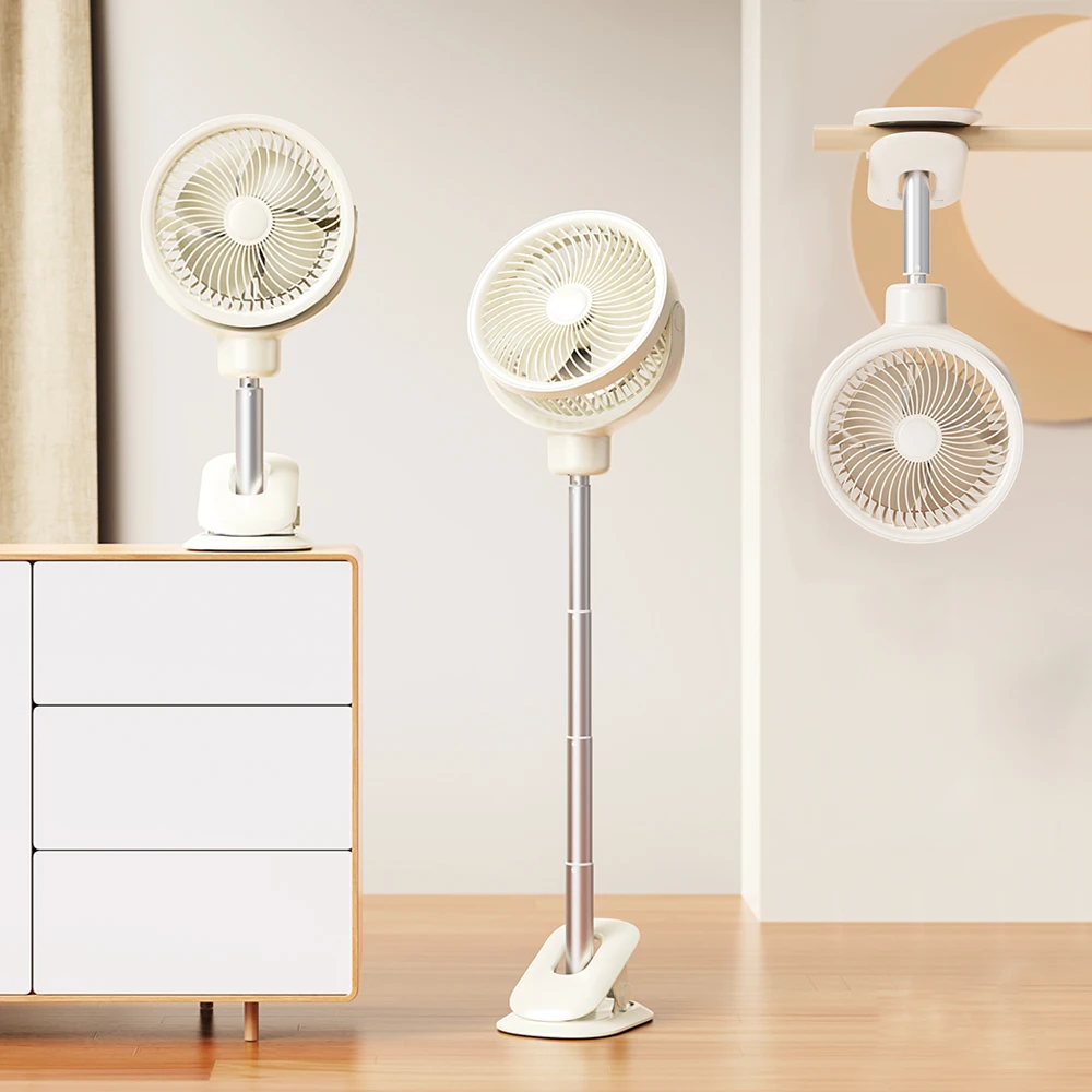 Ventilateur Électrique Flexible, Rechargeable par USB, à 4 Vitesses, Sans Fil, avec réinitialisation de Refroidissement, avec Veilleuse, pour le Bureau et la Maison