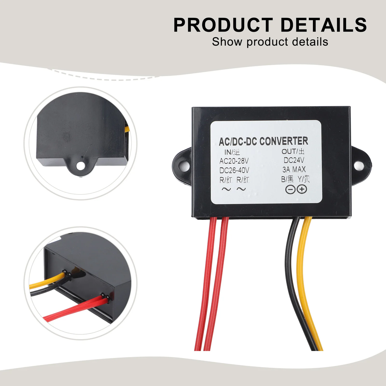 For Monitoring Systems High Efficiency Converter AC-DC Converter Heavy Rains Outdoor Use Product Size 75*40*22mm