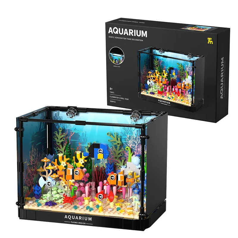 568pcs MOC Idea Oceanarium Clown Fish coral Ecological Tank Building Blocks Bricks Assembling Birthday Gift Set Birthday Gift