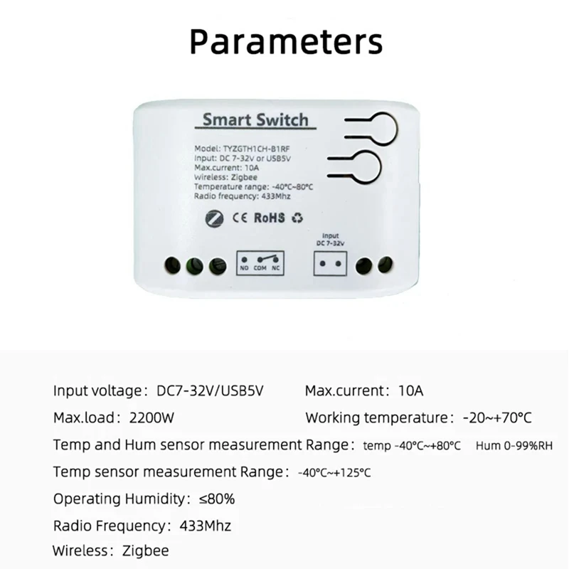 【Superdeals】Tuya Zigbee 1 Gang Smart Switch مع مستشعر درجة الحرارة والرطوبة، تطبيق Tuya Smart Life، مرحل الاتصال الجاف السلبي