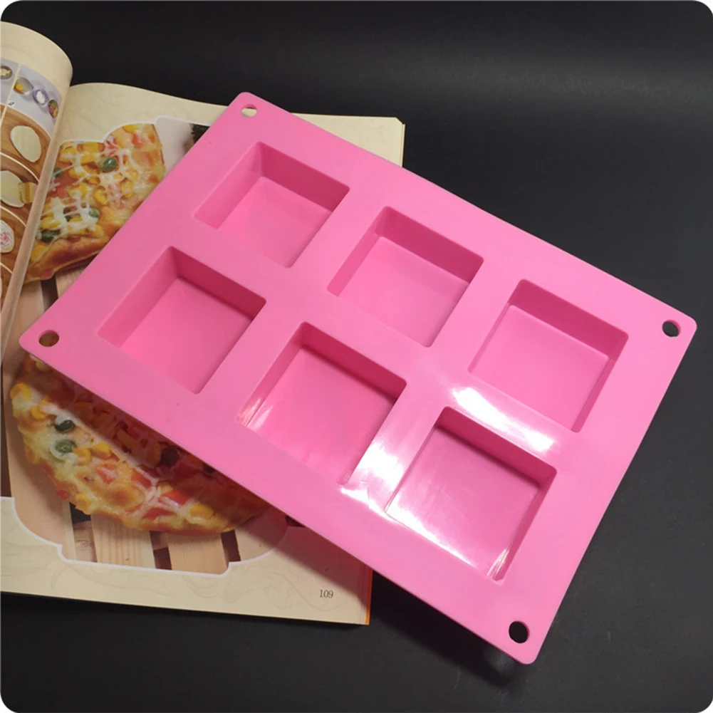 

Cute Silicone 6-Hole Square Cake Mold Making Tool Soap Baking Mould Soap Chocolate Mould Kitchen Utensils Decorating Tools