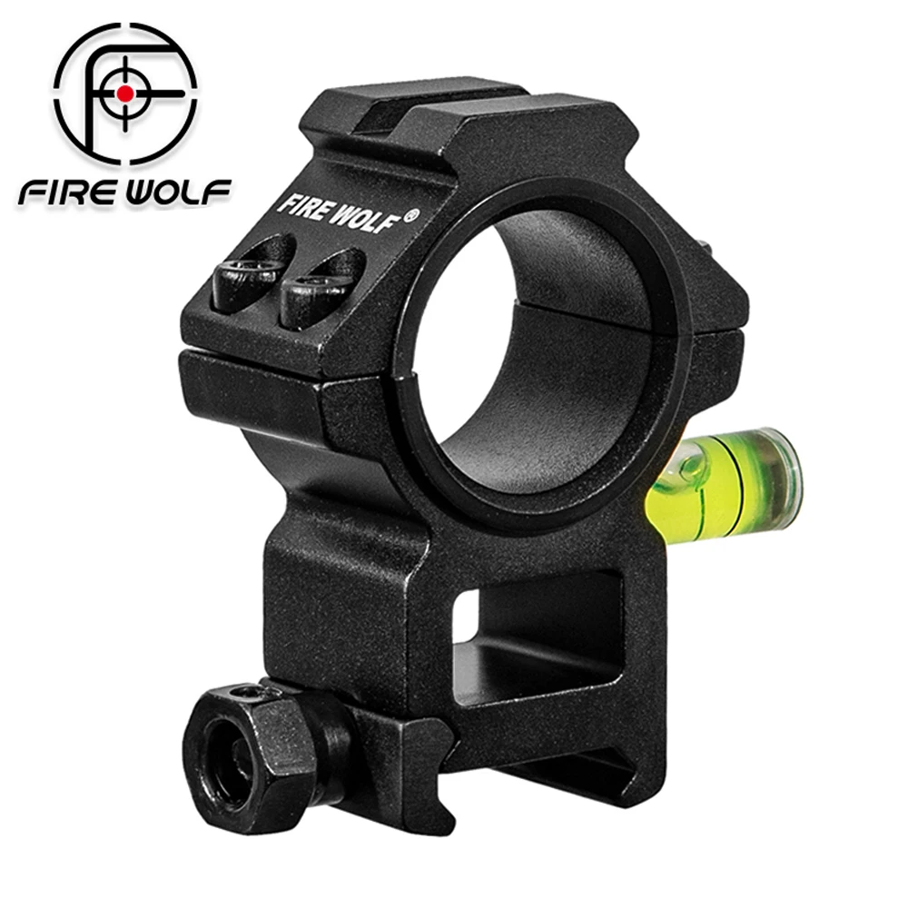 FIRE WOLF Tactical Scope Mount 25.4mm/30mm Dual Ring With Top Picatinny Rail And Bubble Level