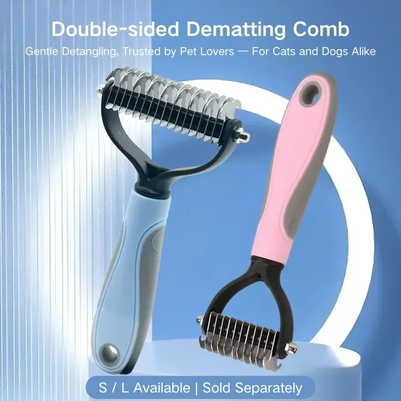 (1PC) Pet Grooming Comb - Choose 11 or 17 Teeth - Detangling Brush for Cats and Dogs, Anti-Scratch with Hanging Hole (Blue/Pink)