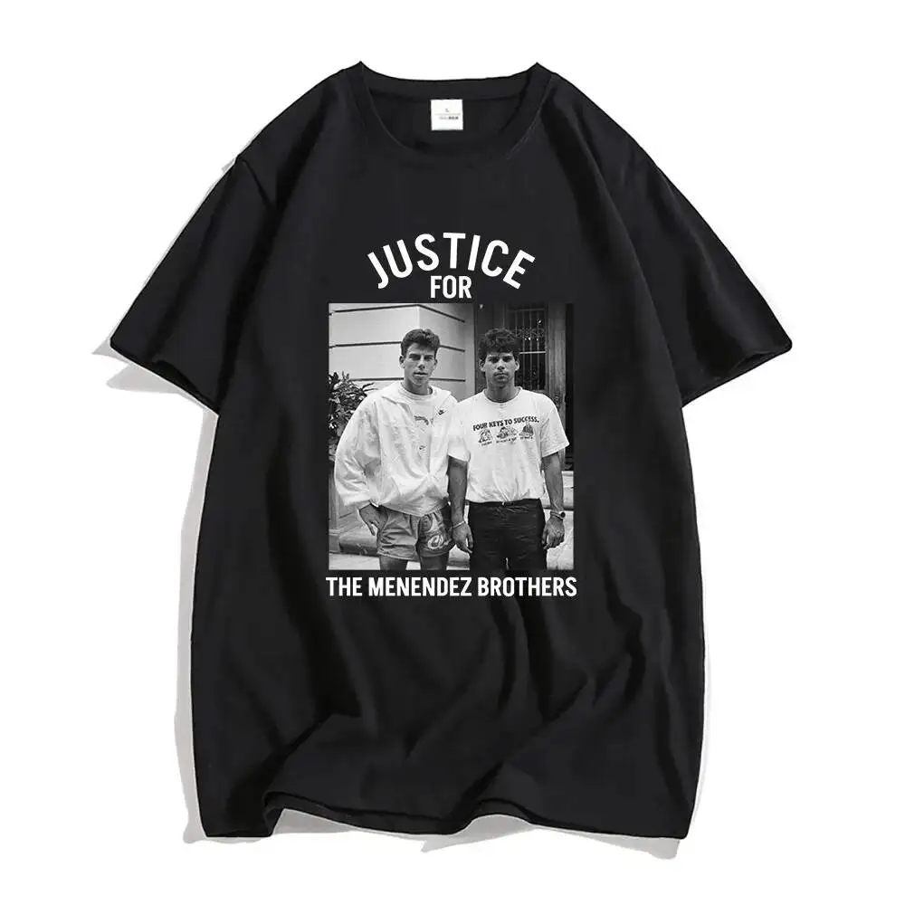 

Justice For The Menendez Brothers T-Shirt 2024 New Movie Graphic Tshirt Short Sleeve Summer Cotton Tee-Shirt Round Neck Male Tee