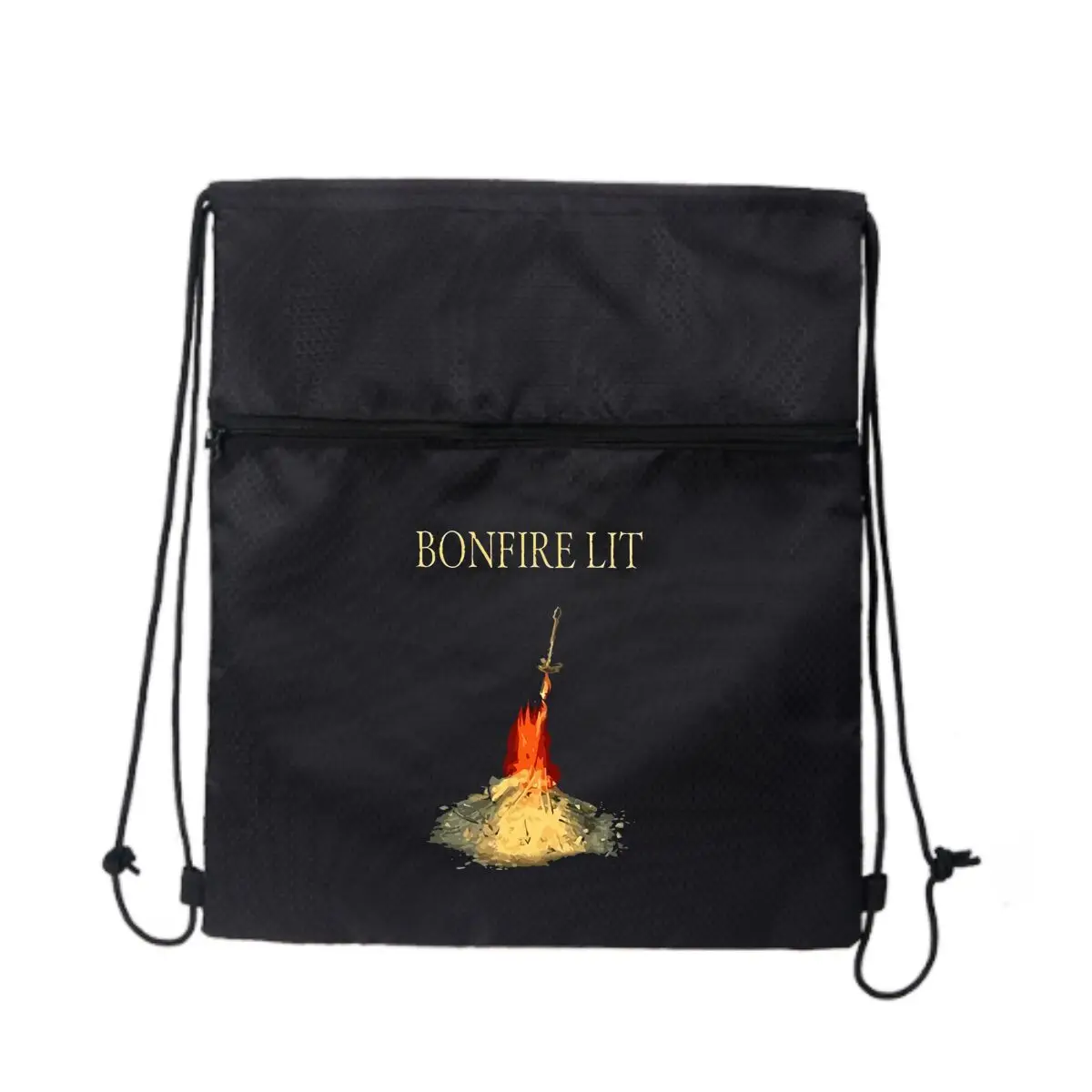 

Дизайн Bonfire Lit с красным узором Сумка на молнии на шнурке Park Stroll: вмещает закуски и игрушки