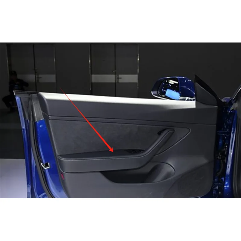 4 Stück/Set Alcantara-Leder Innentür-Armlehnenverkleidung Dekorationsabdeckung für Tesla Model 3 Autozubehör