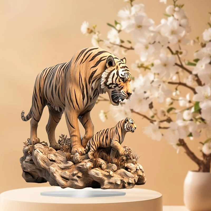 2D Elegant Tiger Acrylic Decorative Item Colorful Flat Print Home Gift Photography Props Children's Courage Reward Decorate