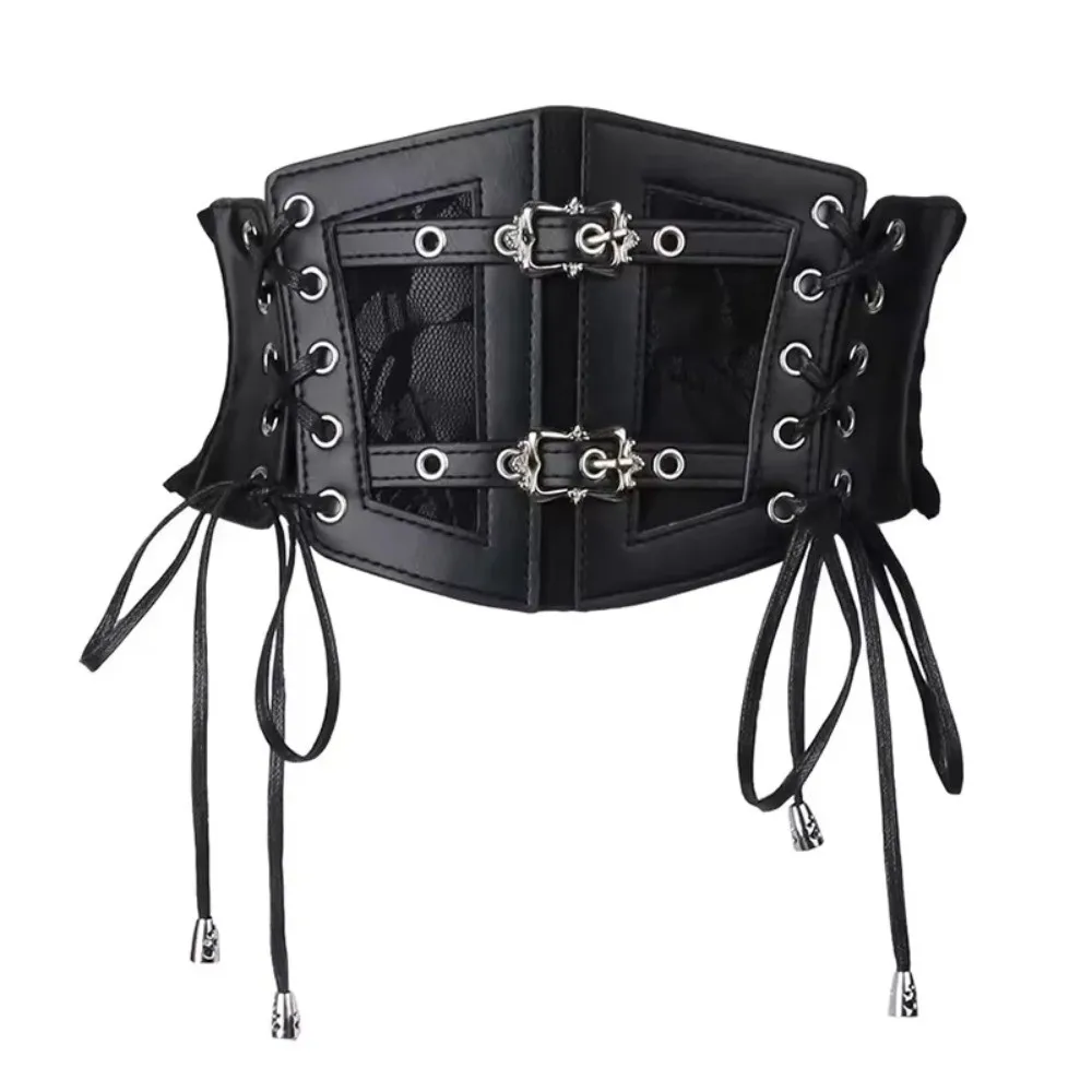 Fashion Gothic Corset Waist Belt Wide Lace Waistband Strap Slimming Retro Elastic Cummerbund for Women