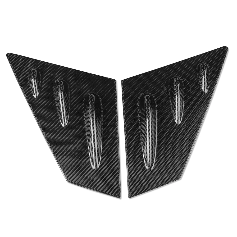 Real Wet Hard Carbon Fiber A-Pillar Triangle Air Deflector Spoiler Trim Cover Decoration Surround Frame For Subaru WRX 2015-21