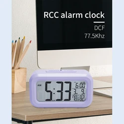 RCC Alarm Clock DCF Simple Design Calendar Temperature Humidity Light Sensor Multiple Function Multiple Colour bedroom