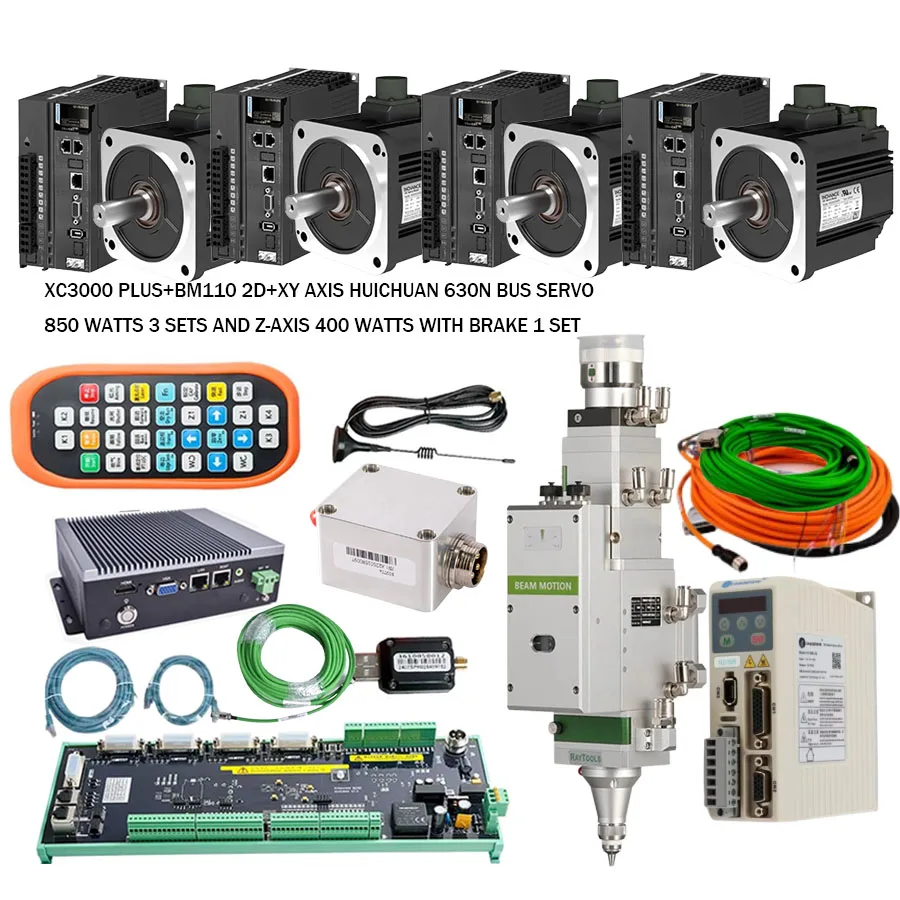 Raytools XC3000 Plus laser cutting head BM110 3.3KW Huichuan 630N bus servo 850 watts 3 sets Z-axis 400 watts with brake 1 set