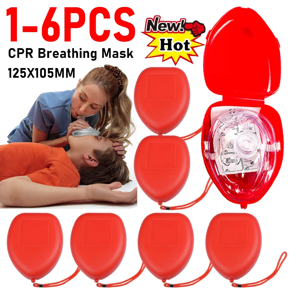 1-6PC First Aid CPR Breathing Mask With One-way Valve Artificial Respiration Protective Mouth Mask Outdoor Emergency Rescue Tool