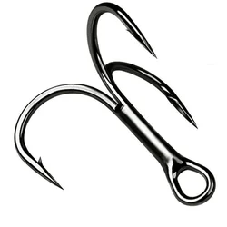 10Pcs/lot 2# 4# 6# 8# 10# 1/0 2/0 3/0 4/0 5/0 Black Fishing Hook High Carbon Steel Treble Overturned Hooks Fishing Tackle