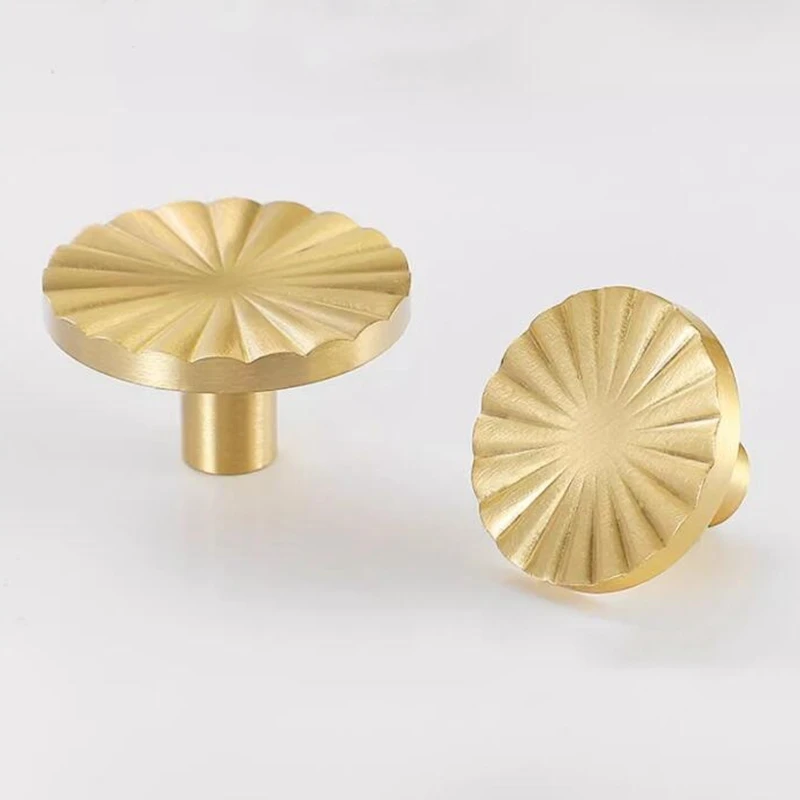 Modern Soild Brass Kitchen Cabinet Knobs Gold Drawer Dresser Pulls Cupboard Wardrobe Door Handles-1Pack