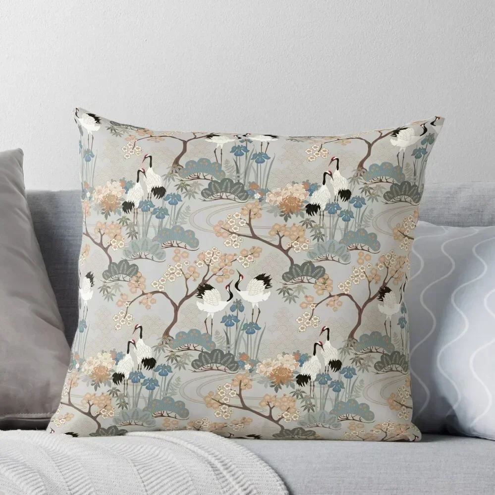

Japanese Garden Gray Throw Pillow Cushion Cover For Sofa Pillowcases Bed Cushions Couch Pillows Decorative pillow case pillow