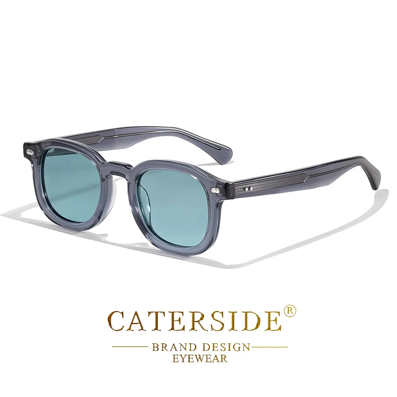CATERSIDE Retro Runde Herren-Sonnenbrille mit kleinem Rahmen, hochwertige Sonnenbrille mit Acetat-Rahmen, für Damen, Partys, Reisen, Outdoor-Brille – Detail 8