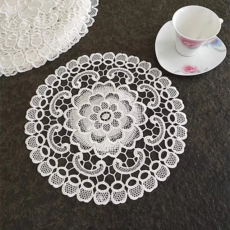 Modern Nordic style embroidery simple round table mat coffee coaster kitchen bar insulated placemat vase furniture decoration
