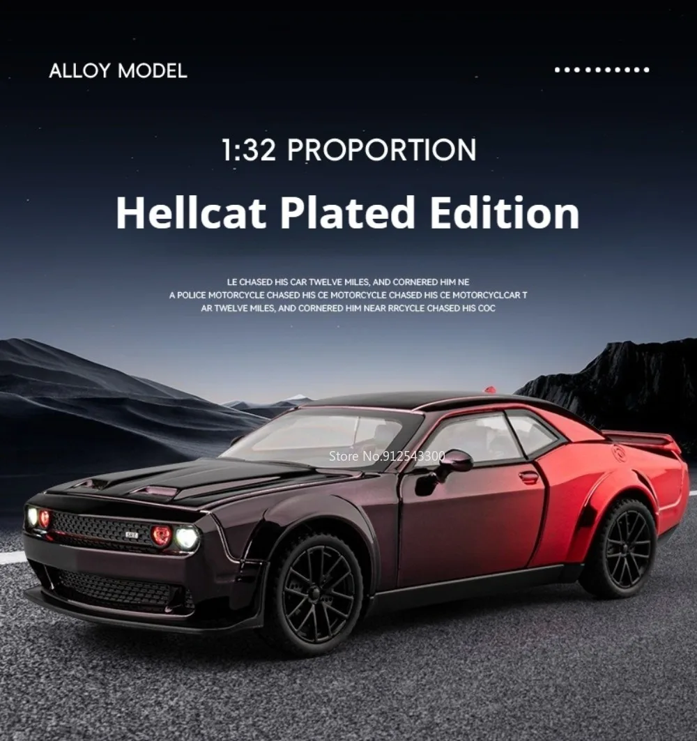 1:32 Maßstab Hellcat Charger Sportwagen-Modell Spielzeug mit Stoßdämpfung, Musik und Licht Supercar-Modelle aus Legierung Druckguss-Spielzeuge Sammlerstück – Detail 1