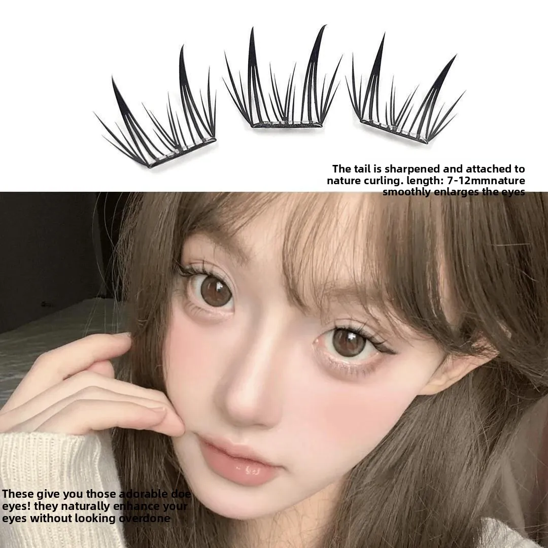 Self Adhesive DIY False Lashes No Glue Needed Fluffy Cluster Eyelashes Korean Fashion Manga Lash Extension for Daily Makeup
