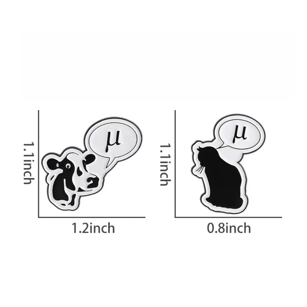 Creative Cartoon Cat Mouse Cow Brooch Cat Silhouette Pin Cute Animal Shaped Badge Accessories