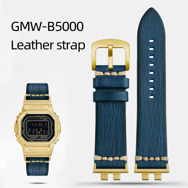 Retro leather strap for casio g-shock GMW-B5000 Series Black Replacement Bracelet Band Cowhide Man Watch Accessories